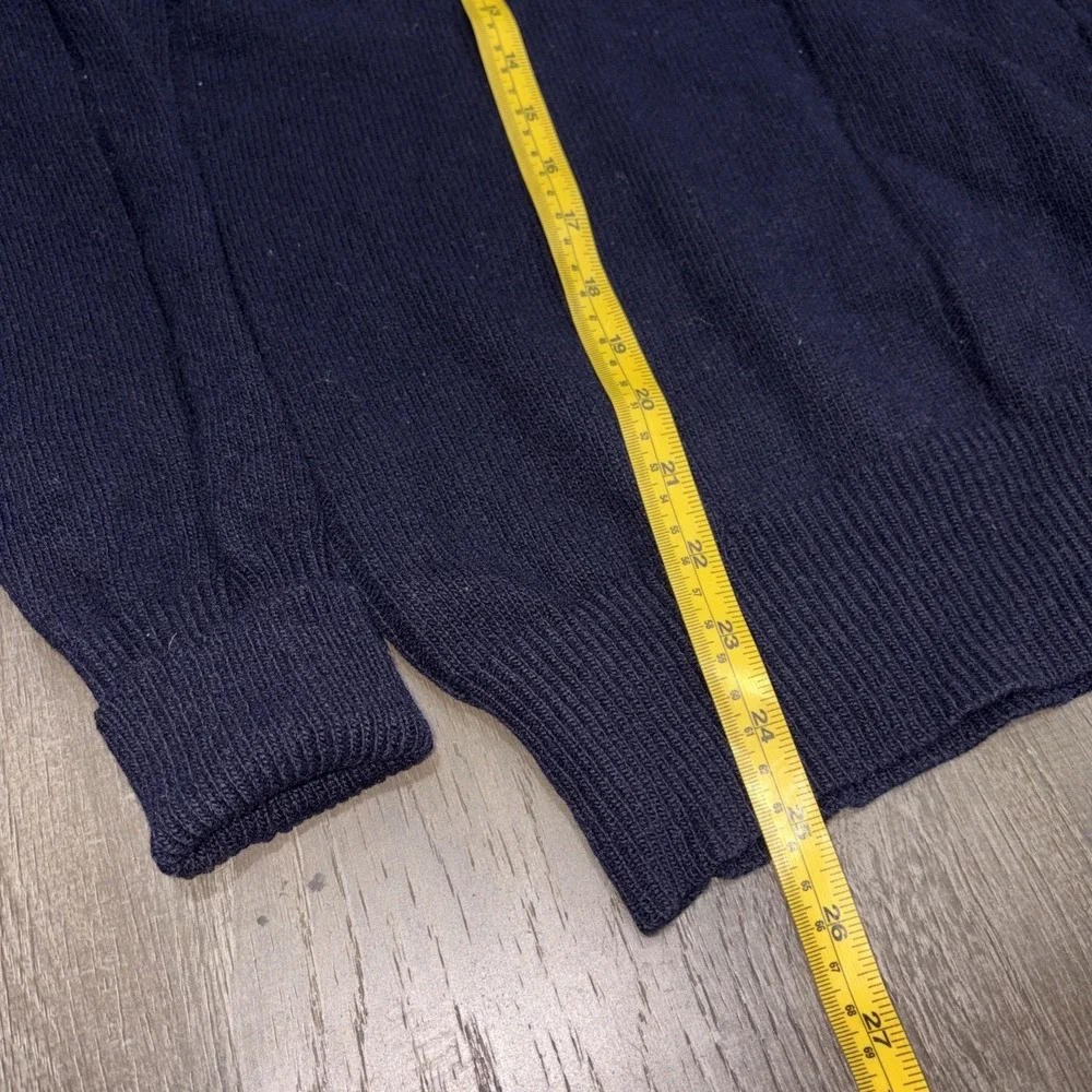 VTG YSL Yves Saint Laurent 80s LambsWool Sweater M Navy Cricket Knit Pullover